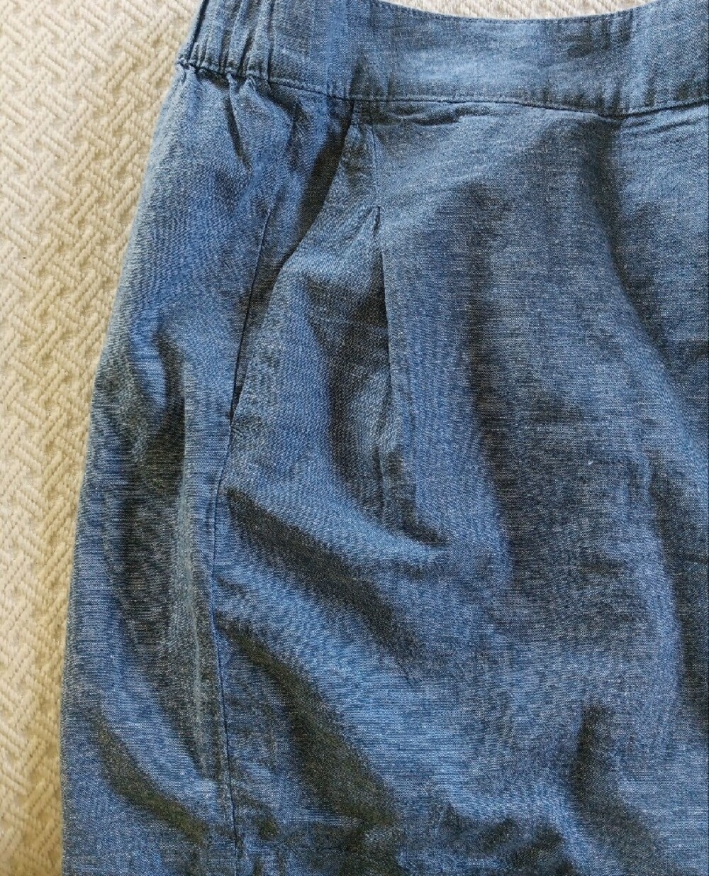 Joe Fresh Blue Chambray Bermuda Shorts Cotton/Linen Women's 1X - Picture 3 of 7